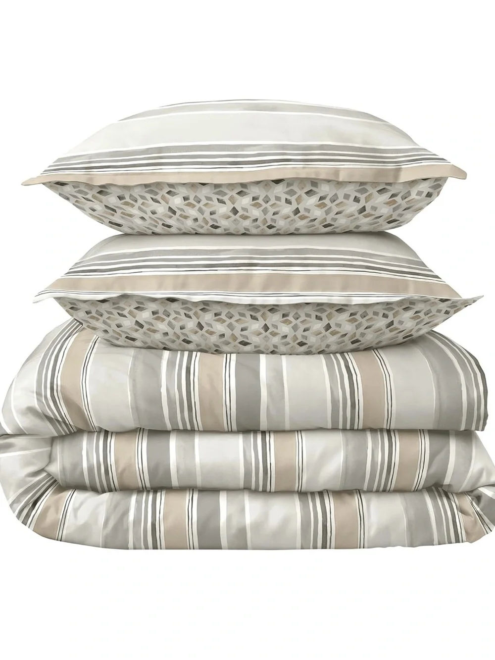 Scott Living 3pc Duvet Cover Set Stripe Reversible Cotton King Tan/Beige